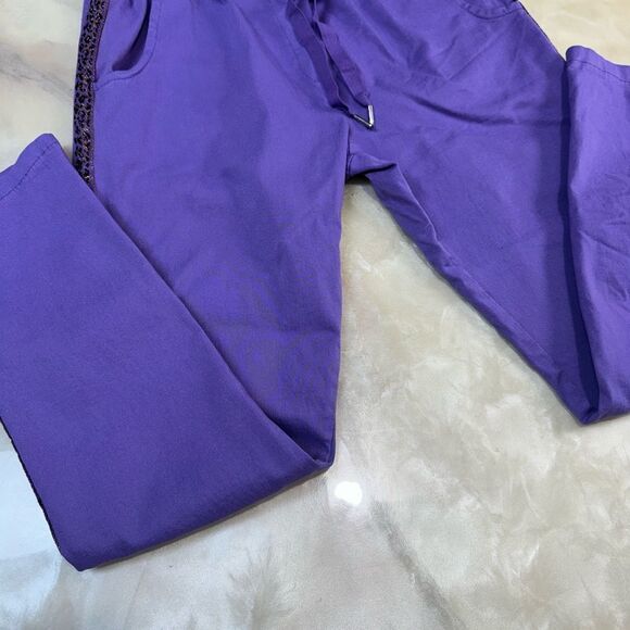 Brand Bazar Purple Drawstring Leopard Stripe Pants Small - Picture 3 of 12